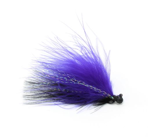 Buffalo Tackle. Challenger Marabou Jig 1/64oz Black Head/ Purple, Black Body